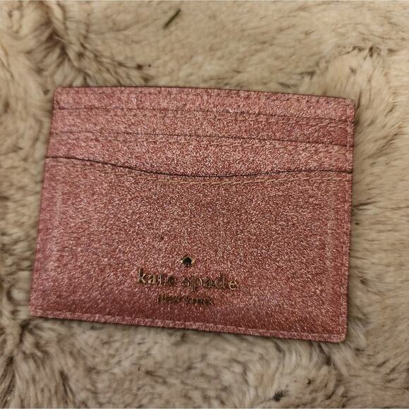 Kate Spade Tinsel Boxed NWOT Small Card Holder Rose Gold EUC - Picture 2 of 4